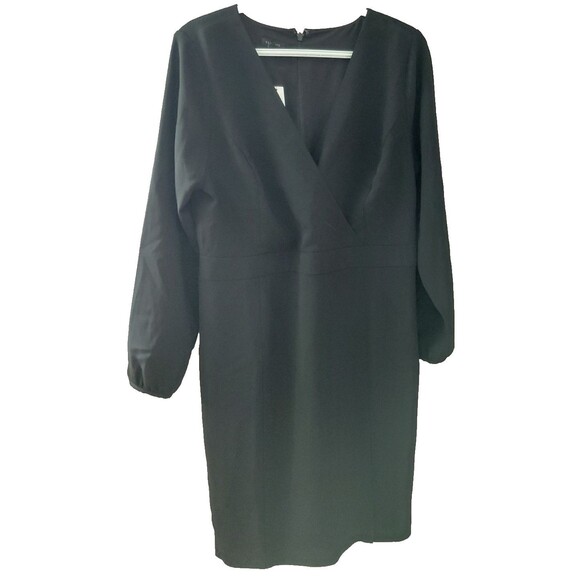 Talbots Dresses & Skirts - Talbots Poplin Faux Wrap Shirt Dress Long Sleeve Black Size 10